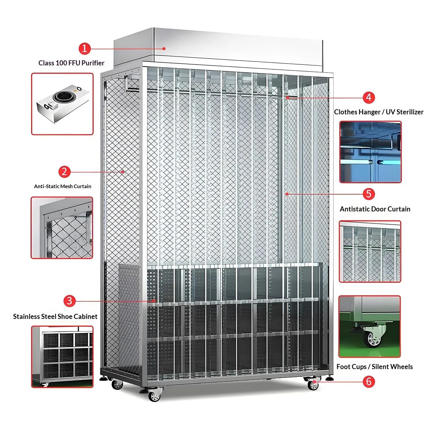 Custom Cleanroom Stainless Steel Wardrobe
